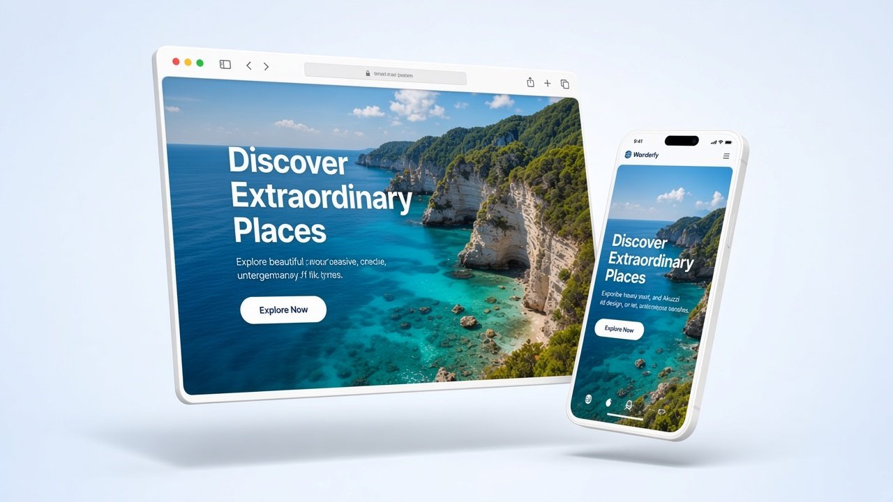 Akuzzi generated travel website on desktop and mobile